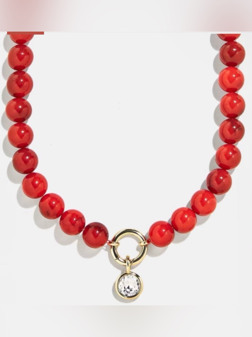 MAYAMAR Red Beaded Necklace with Charm NEW in Pouch - Picture 2 of 5